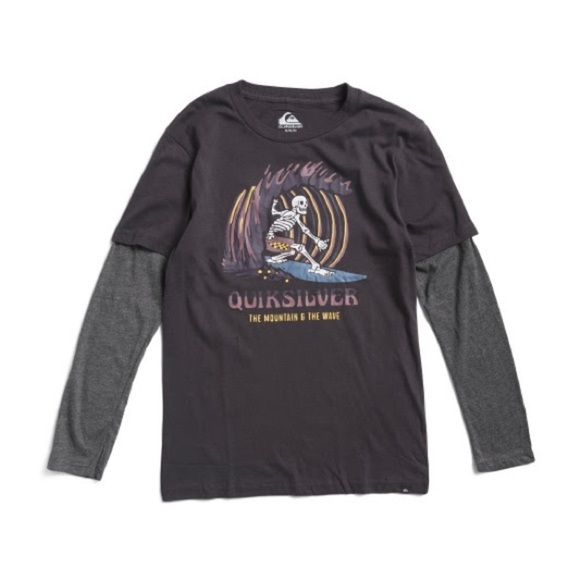 Quiksilver Black and Gray Long Sleeve T-Shirt - Picture 1 of 1